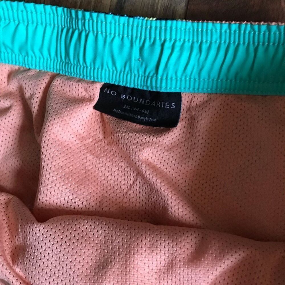 No Boundaries SZ 2XL 44-46 Swim Trunks Shorts Tropical orange tie dye New w/tags - Picture 4 of 4